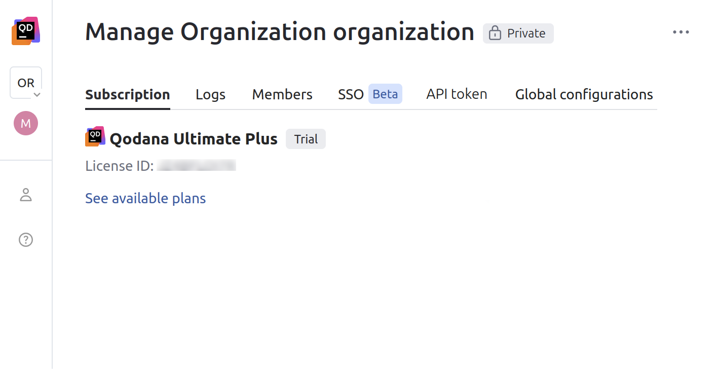 The Subscription tab of Qodana Cloud The Subscription tab of Qodana Cloud