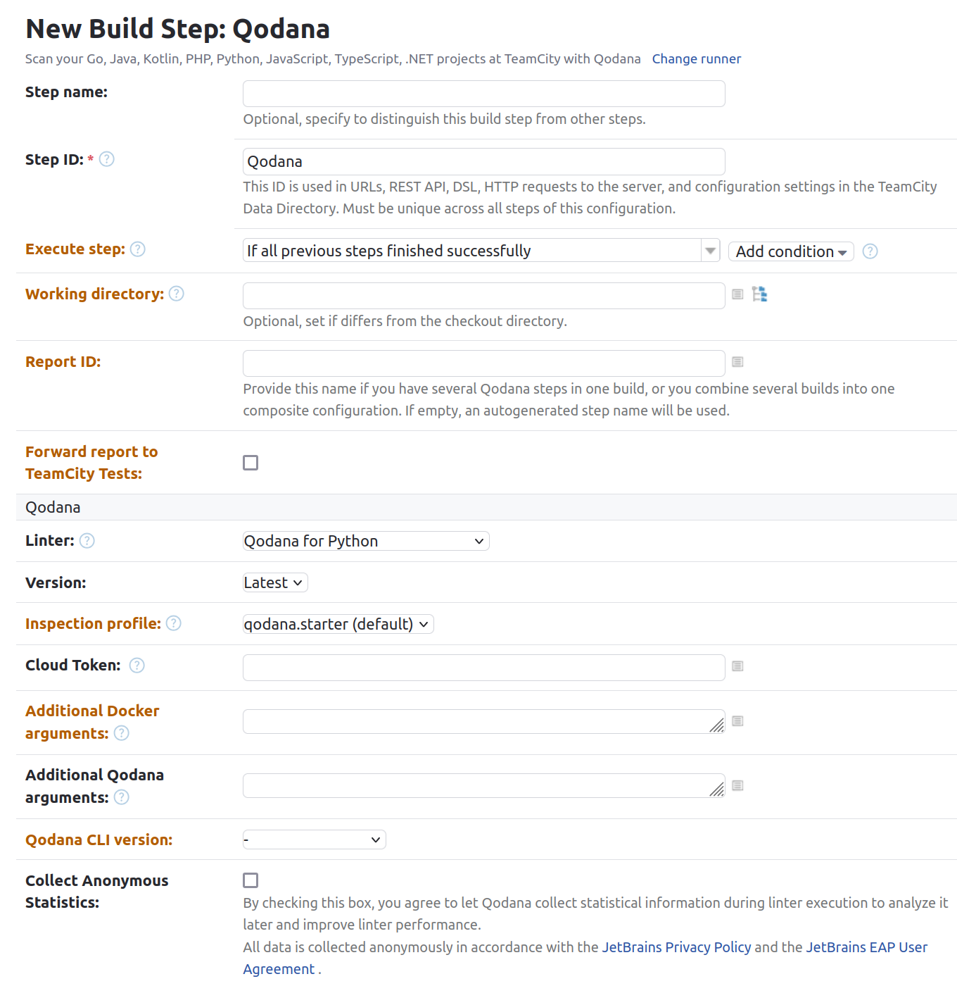 Configuring the Qodana runner Configuring the Qodana runner