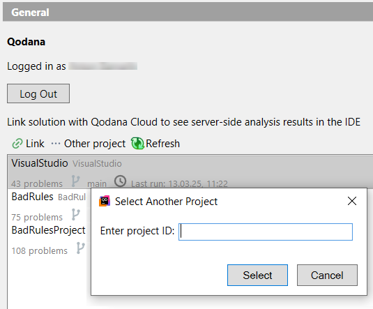 Custom project linking
