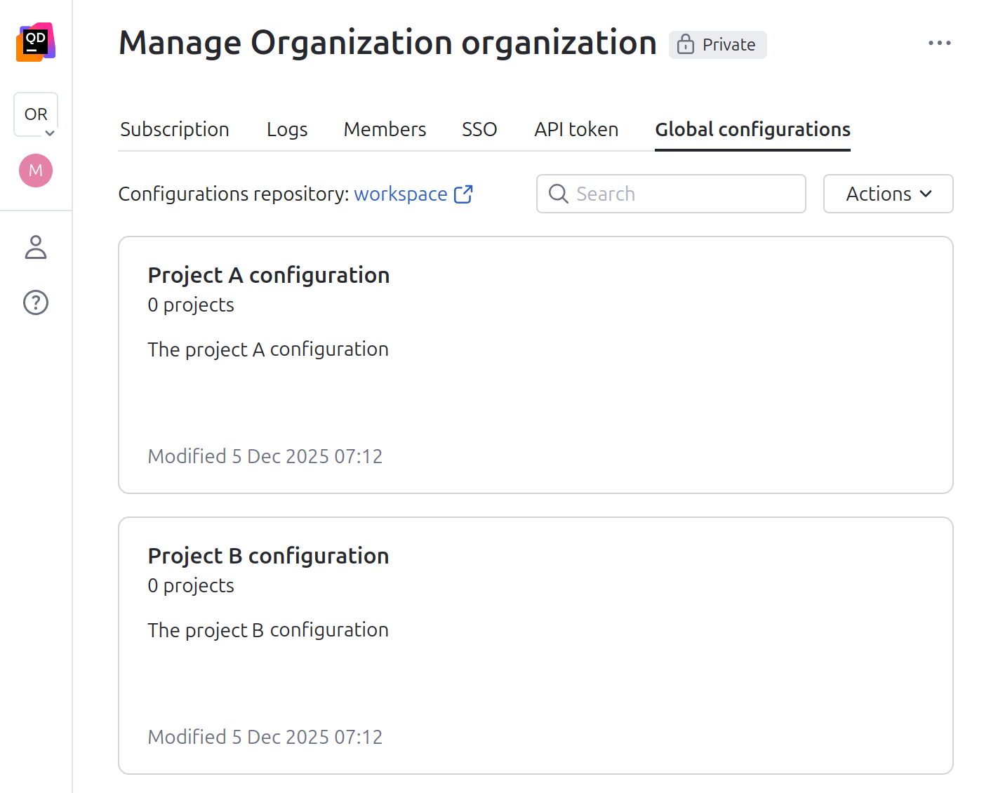 The uploaded global configuration The uploaded global configuration