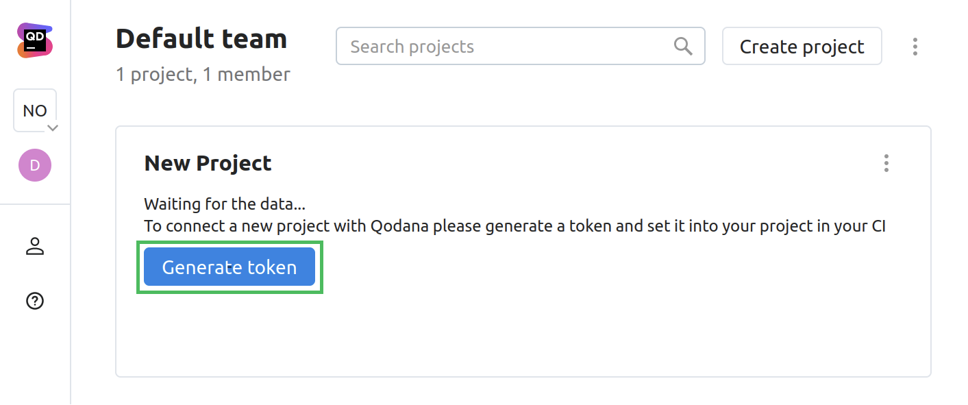 Generate the project token Generate the project token