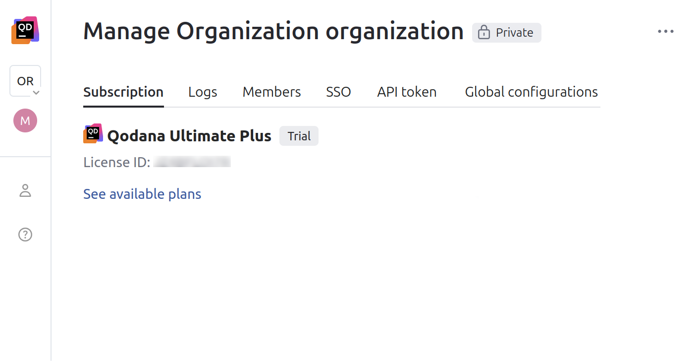 The Subscription tab of Qodana Cloud The Subscription tab of Qodana Cloud
