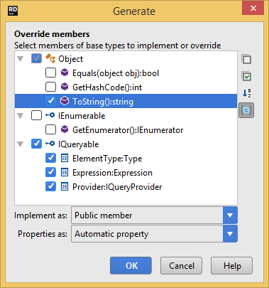 Generating overriding members Generating overriding members