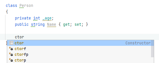 JetBrains Rider: IntelliSense for generating constructors. JetBrains Rider: IntelliSense for generating constructors.