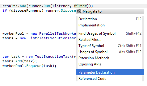 JetBrains&nbsp;Rider: Navigating to parameter declaration