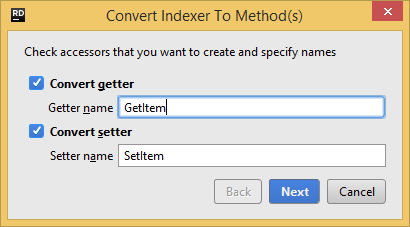 JetBrains&nbsp;Rider refactorings: Convert indexer to method