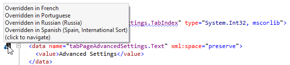JetBrains&nbsp;Rider: Navigation between cultures using action indicator