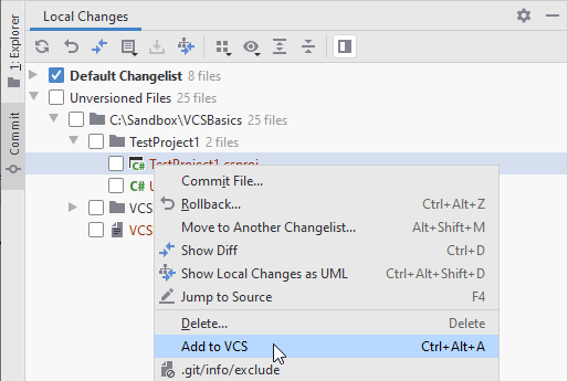 Adding a file to VCS Adding a file to VCS