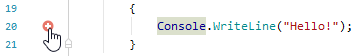 JetBrains&nbsp;Rider: Breakpoint suggestion on mouse hover