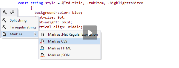 JetBrains Rider: Analyzing CSS code inside a C# string literal
