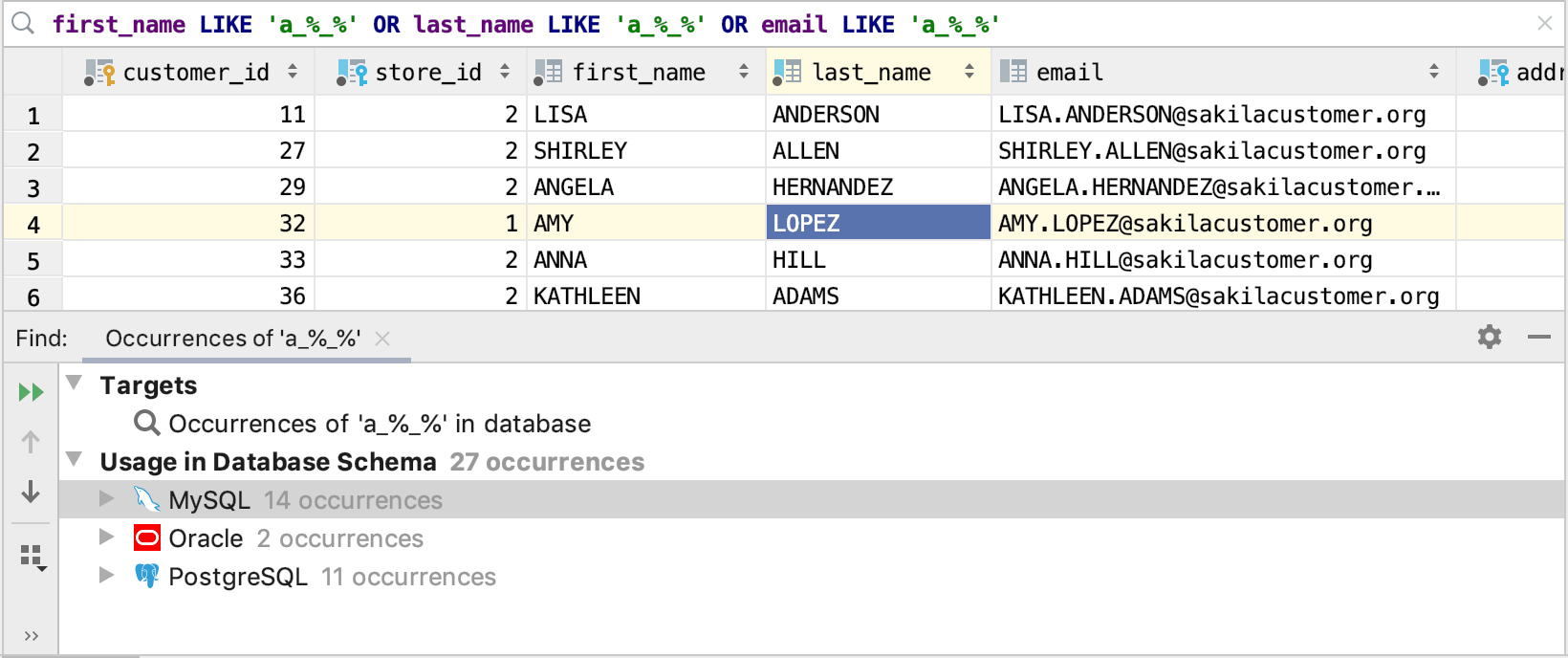 LIKE pattern search LIKE pattern search