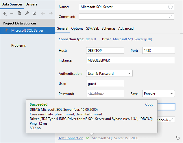 Connect by using SQL Server authentication Connect by using SQL Server authentication