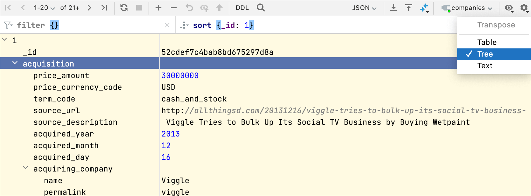 The tree viewing mode The tree viewing mode