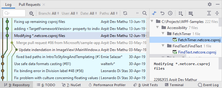 Git log view Git log view