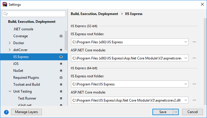 JetBrains&nbsp;Rider: IIS Express settings