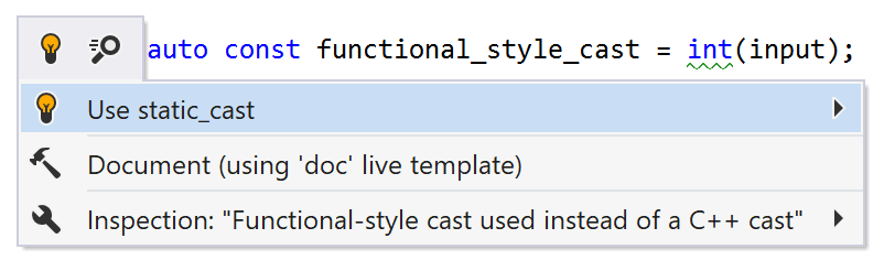 Functional-style cast used instead of a C++ cast Functional-style cast used instead of a C++ cast
