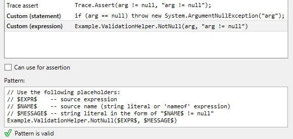 JetBrains Rider: custom patterns for null checking JetBrains Rider: custom patterns for null checking