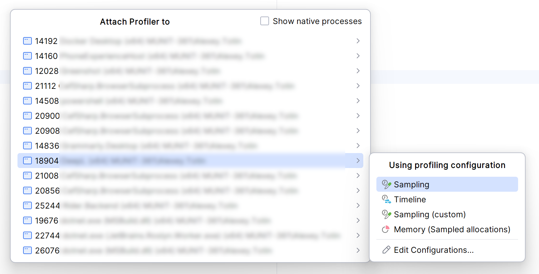 Process list Process list
