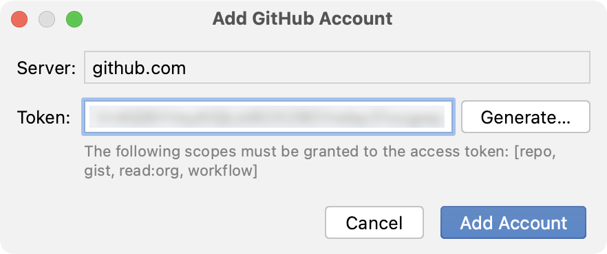 Adding GitHub account with token Adding GitHub account with token