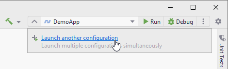 JetBrains&nbsp;Rider: Run/debug configurations. Launch list