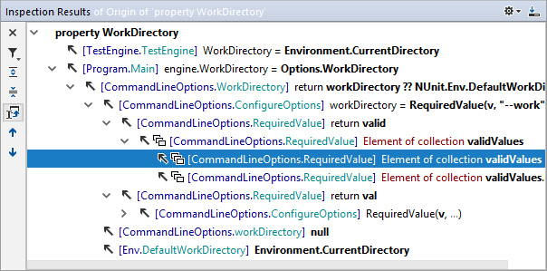 Value origin hierarchy in the Inspection Results window Value origin hierarchy in the Inspection Results window