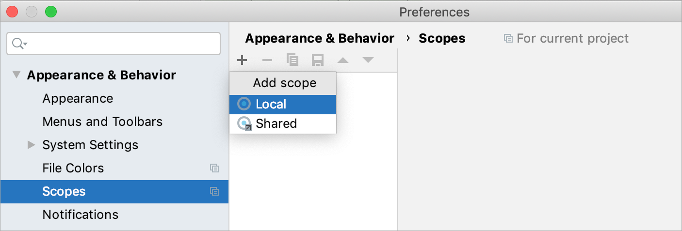 Creating a new scope: selecting between a shared and a local scope Creating a new scope: selecting between a shared and a local scope