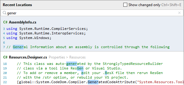 JetBrains Rider: Recent Locations popup. Search JetBrains Rider: Recent Locations popup. Search