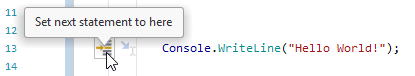 JetBrains&nbsp;Rider debugger: Setting the next statement with the hover action