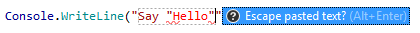 JetBrains Rider automatically escapes double quotes in pasted string. JetBrains Rider automatically escapes double quotes in pasted string.