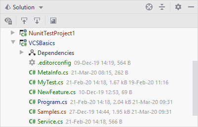 JetBrains Rider Solution Explorer: Details in Tree Views JetBrains Rider Solution Explorer: Details in Tree Views