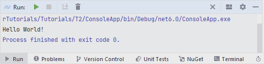 JetBrains Rider: Run tool window JetBrains Rider: Run tool window