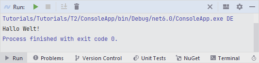 JetBrains Rider: Run tool window JetBrains Rider: Run tool window