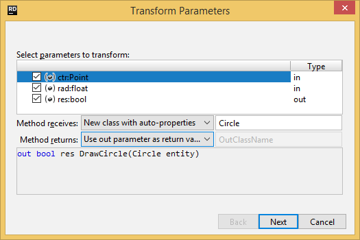 JetBrains Rider. Transforming method's parameters JetBrains Rider. Transforming method's parameters