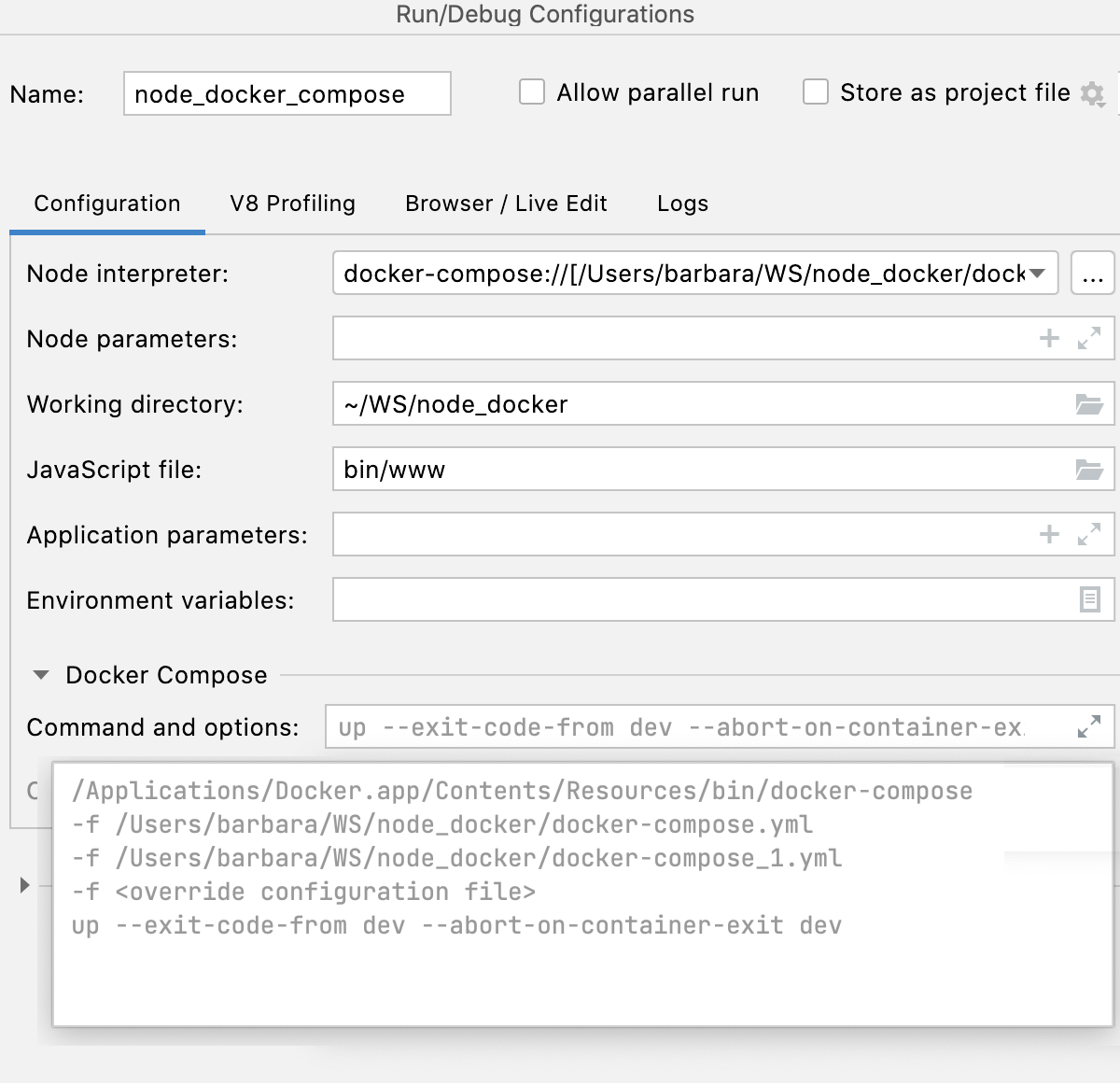Docker Compose area preview Docker Compose area preview