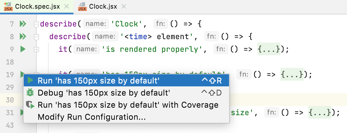 Run one test from the editor Run one test from the editor