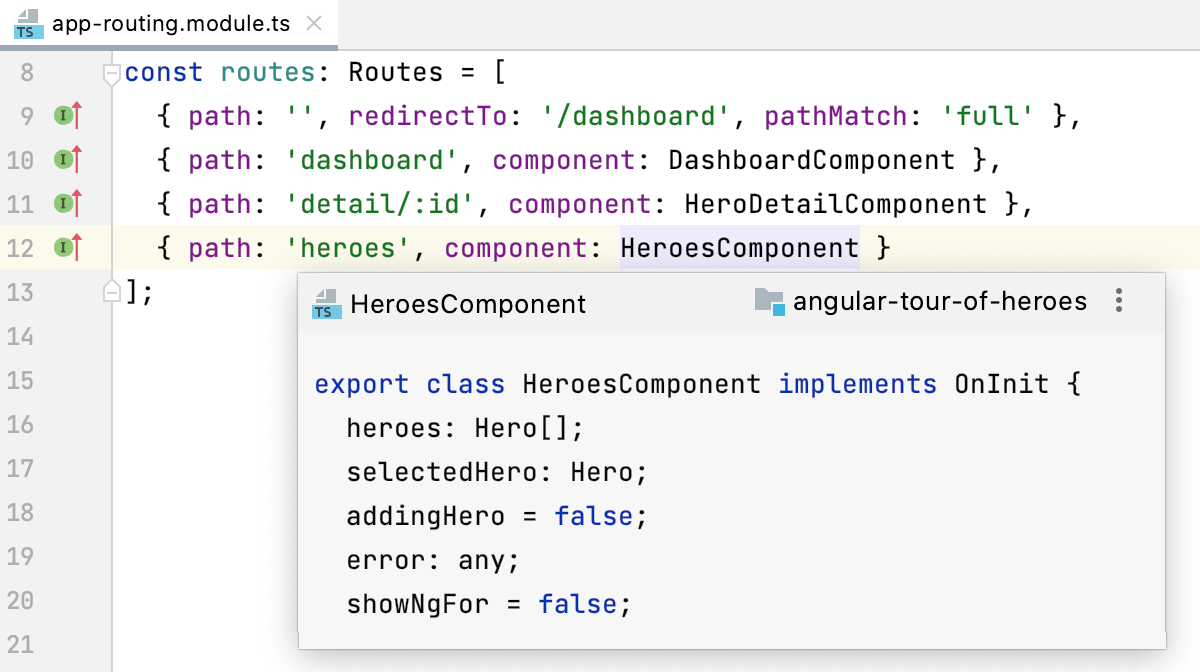 View the definition of a symbol on a popup View the definition of a symbol on a popup