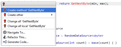 JetBrains Rider: Undefined method call quick-fix JetBrains Rider: Undefined method call quick-fix