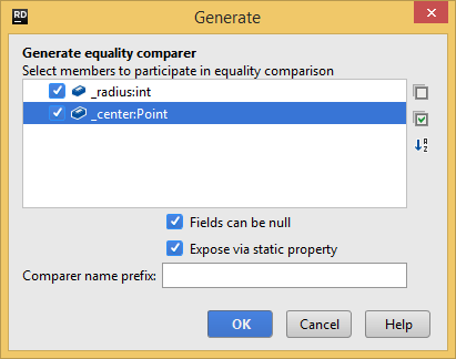 Generating equality comparer with JetBrains Rider Generating equality comparer with JetBrains Rider