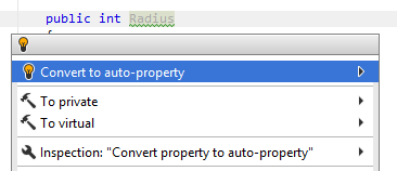 'Convert to auto-property' quick-fix 'Convert to auto-property' quick-fix