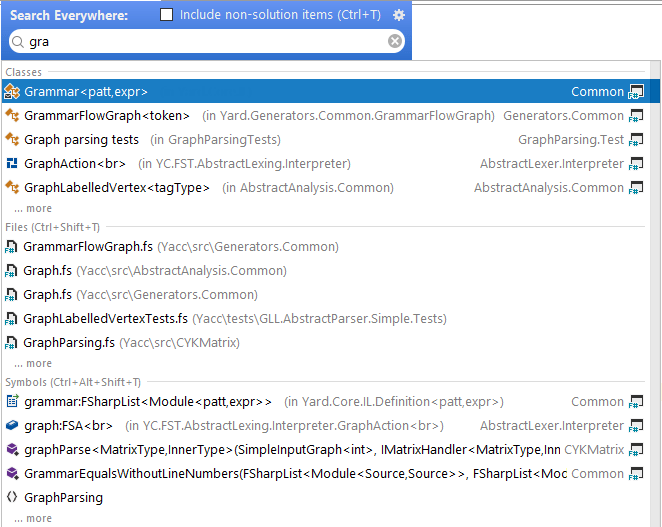 JetBrains Rider: F# search everywhere JetBrains Rider: F# search everywhere