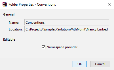 JetBrains Rider: 'Namespace provider' property of a project folder JetBrains Rider: 'Namespace provider' property of a project folder