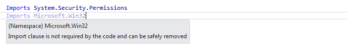 JetBrains Rider: Remove redundant imports in Visual Basic JetBrains Rider: Remove redundant imports in Visual Basic