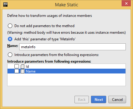 JetBrains Rider. 'Make Static' refactoring JetBrains Rider. 'Make Static' refactoring