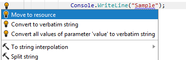 JetBrains Rider: A quick-fix to move string literal to resource JetBrains Rider: A quick-fix to move string literal to resource