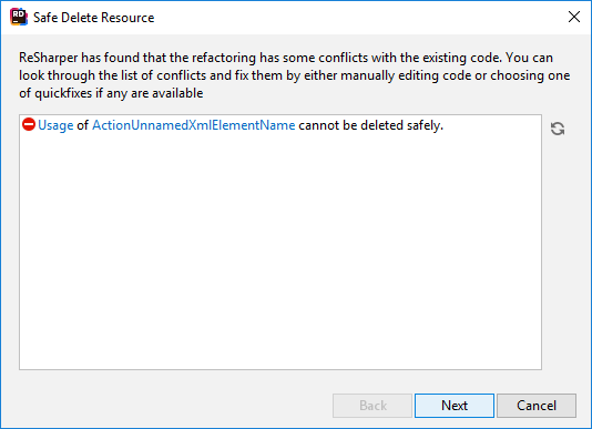 JetBrains&nbsp;Rider: Safe Delete resource. Conflicts
