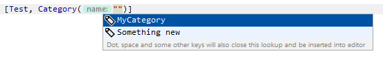 JetBrains Rider: Code completion for unit test categories JetBrains Rider: Code completion for unit test categories