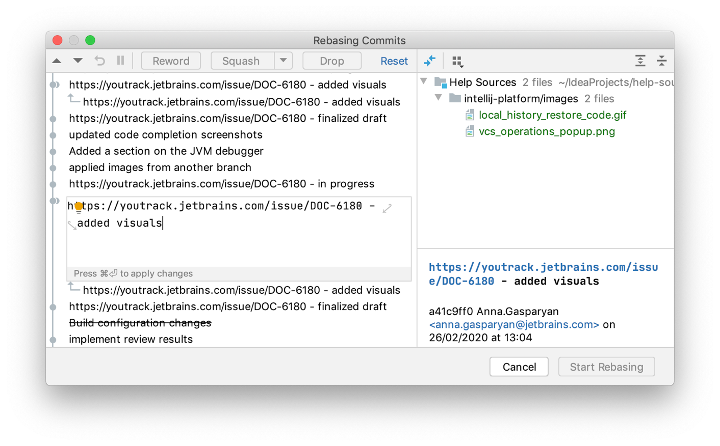 Interactive Rebase graph Interactive Rebase graph