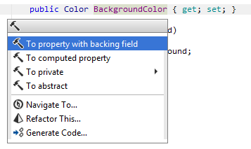 To property with backing field context action To property with backing field context action