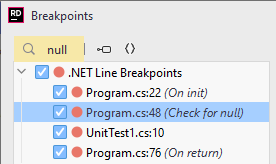 JetBrains Rider: searching breakpoints JetBrains Rider: searching breakpoints
