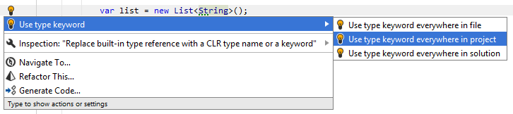 Built-in type usage style quick-fix Built-in type usage style quick-fix
